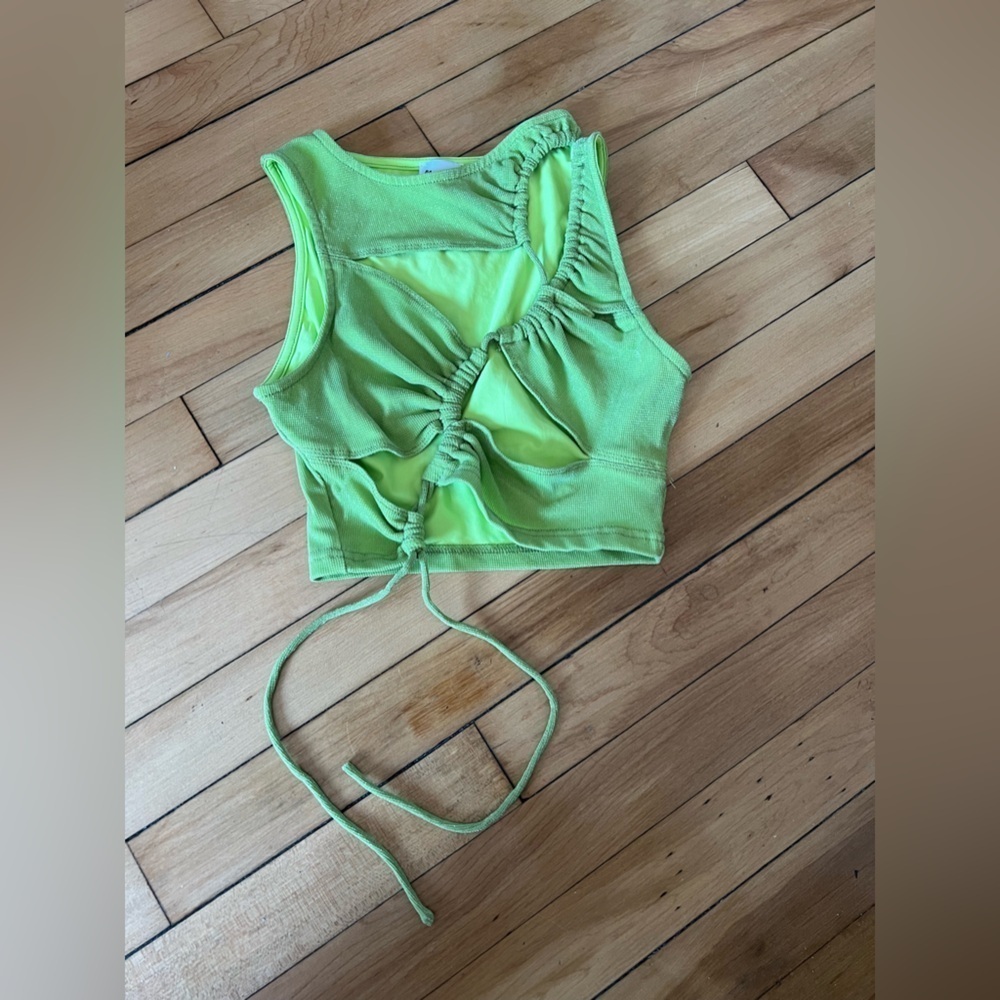 Princess Polly neon green cut out‎ front tank top